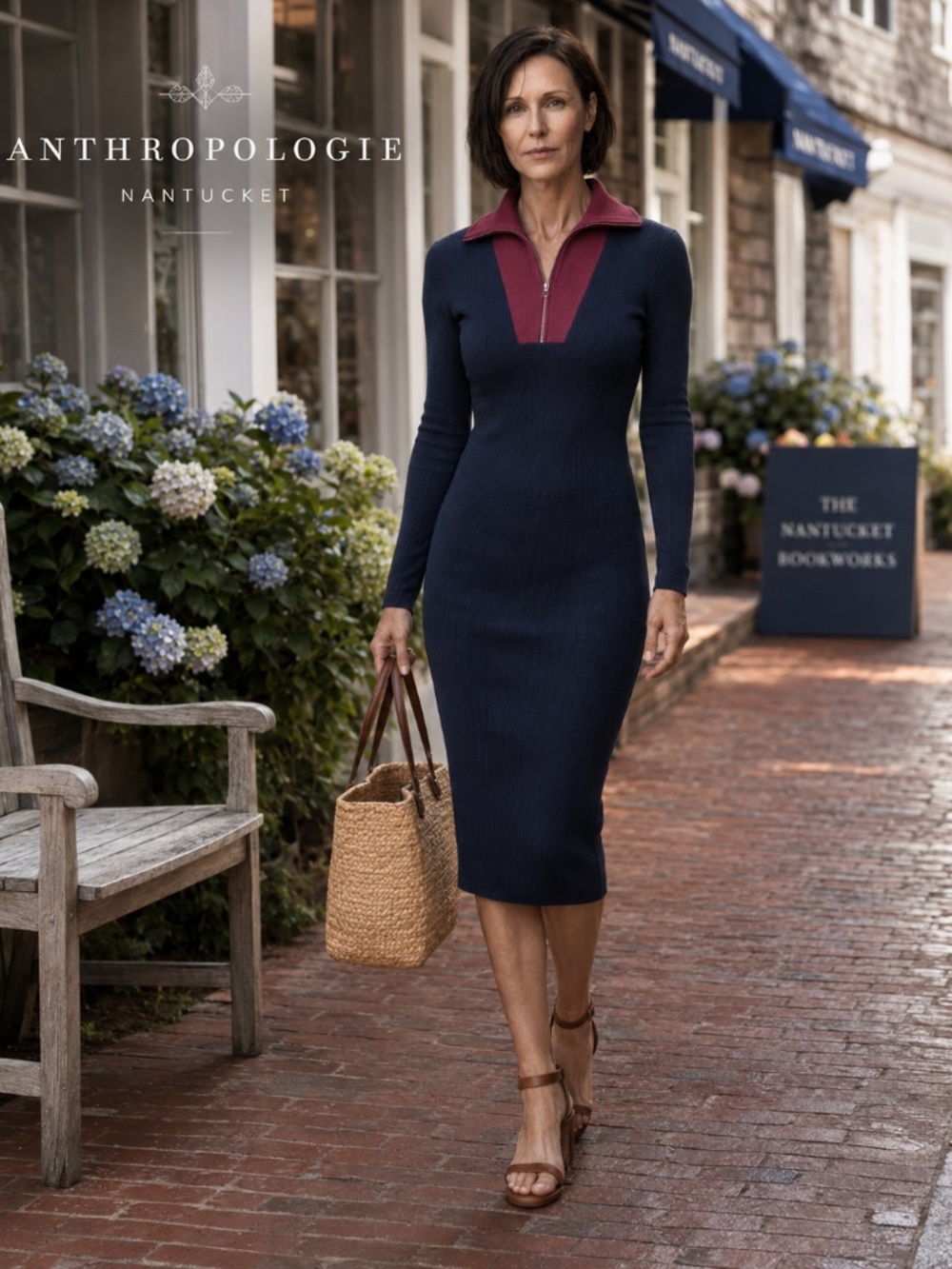 Anthropologie Dress, (Daily Practice) Cotton Blend, Navy/Burgandy, XS Petite